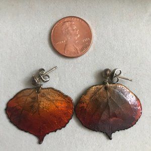 Real aspen leaf earrings fall autumn